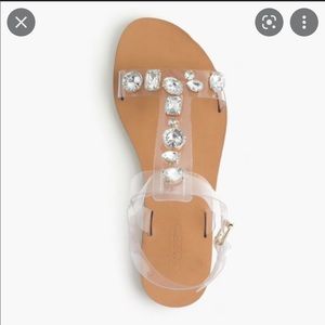 J Crew jeweled t strap sandal.